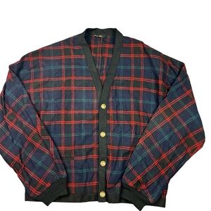 Vintage Pendleton 80s wool plaid button front cardigan USA made women’s med